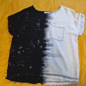 Umgee Black and White Kids Tee with Pocket
